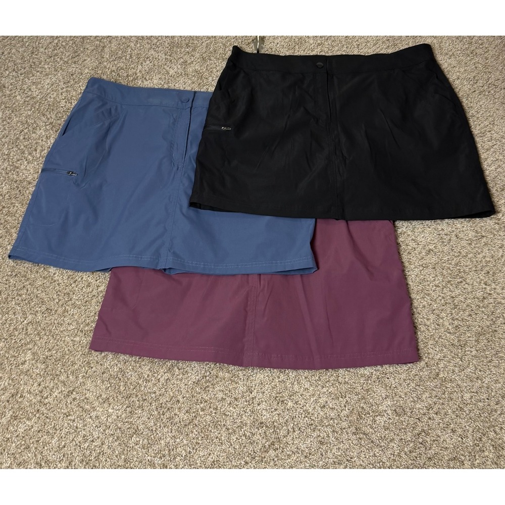 Bundle of 3 Women's Golf Skorts XL Athletic Activewear Black Blue Purple Pull On
